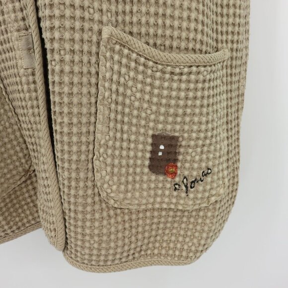 Phoenix Conexion Women Large Puckered Beige Hand Painted Sleeveless Button Vest - Picture 6 of 11